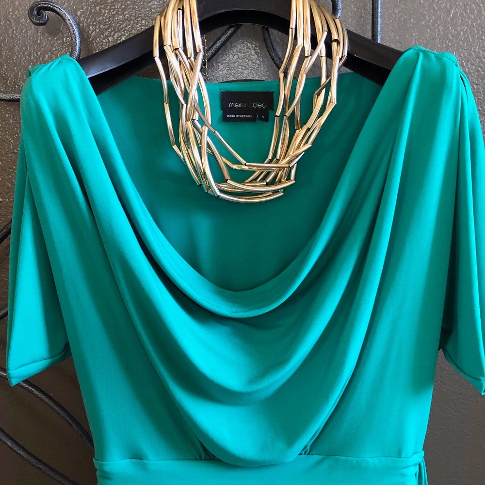 Max and Cleo Teal Waterfall Dress (S/Small)